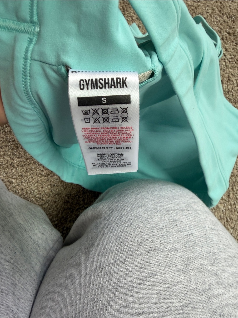 Gymshark Aqua Blue Strappy Racerback Sports Bra - Picture 2 of 3